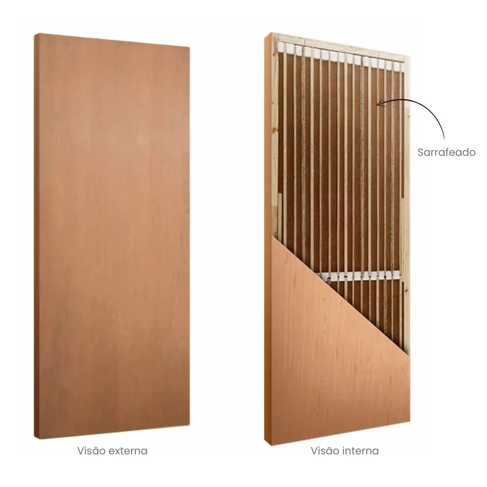 Porta Madeira Prancheta Ipê Lisa visão externa e interna