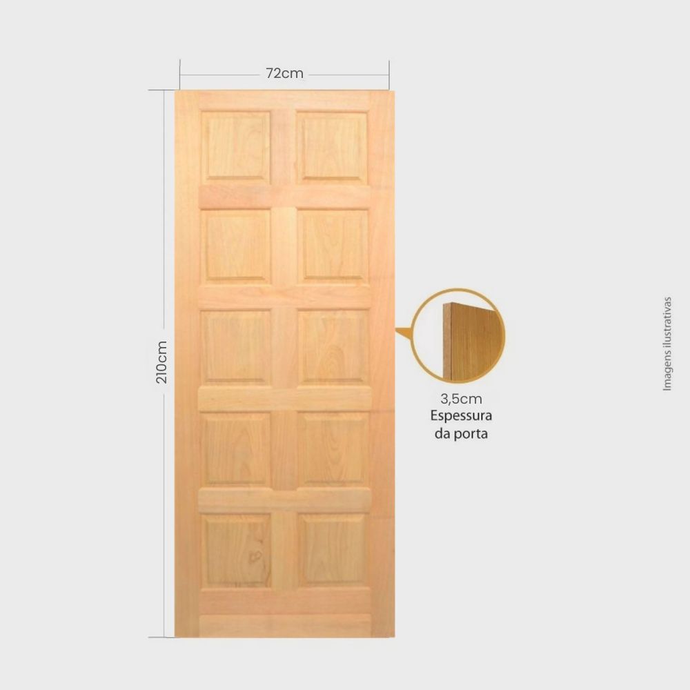Porta Madeira Maciça Tauari Americana 10 almofadas 210 x 72 x 3,5 cm 01