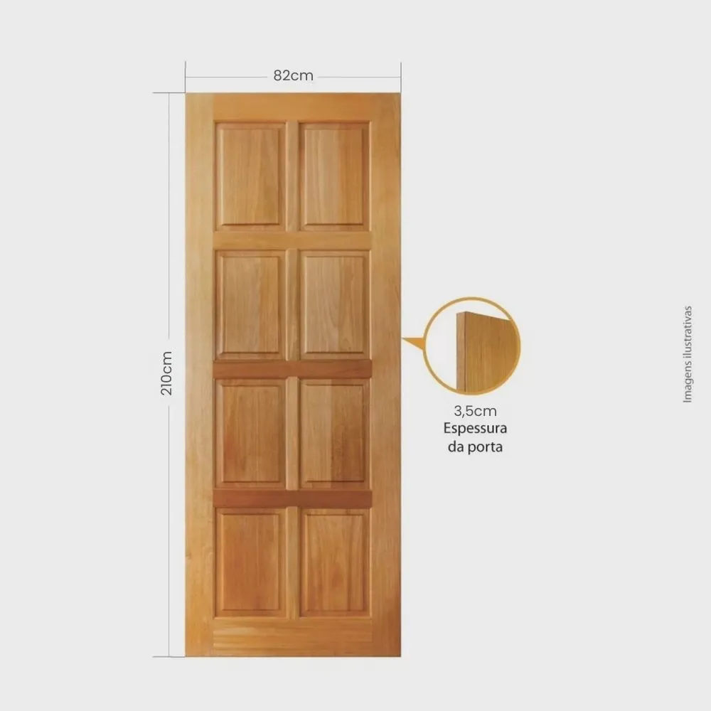 Porta Madeira Maciça Tauari Americana 8 almofadas 210 x 82 x 3,5 cm 01