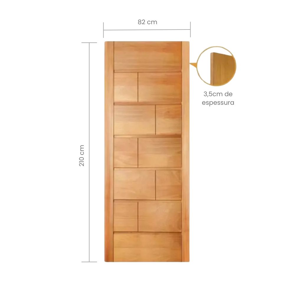 Porta Madeira Maciça Tauari Tijolinho 210x82x3,5cm 02