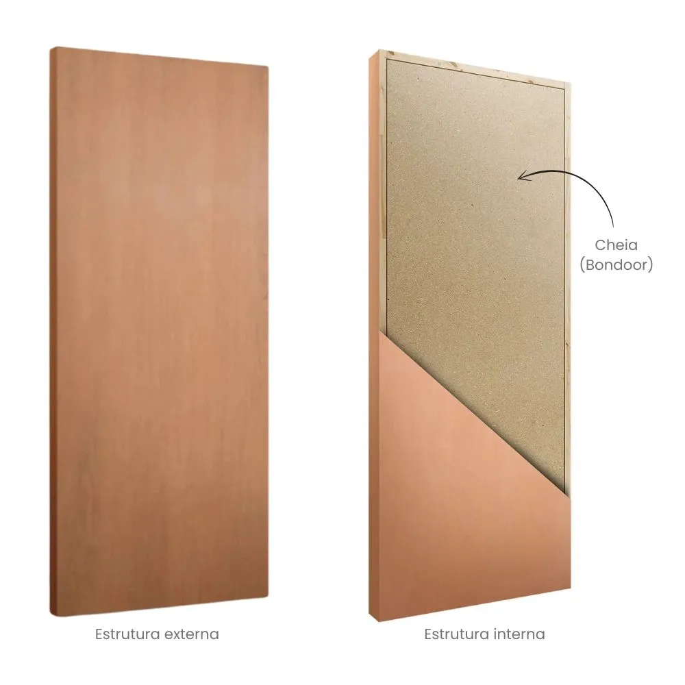 Porta Madeira Prancheta Ipê Cheia visão externa e interna
