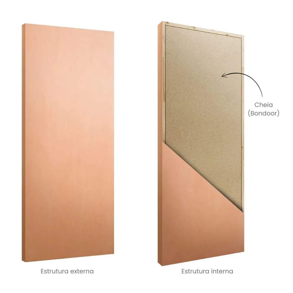 Porta Madeira Prancheta Lisa Angelim Cheia visão externa e interna