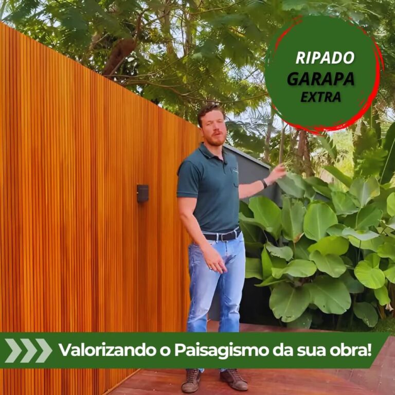 Painel de madeira ripado de Garapa